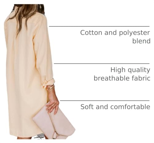 Image of Aoudery Womens Button Down Shirt Dresses with Pockets Cotton Button Up Tunics Long Sleeve Solid High Low Blouse Tops