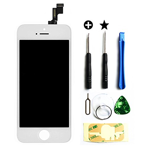 LCD Touch Screen Digitizer Frame Assembly Full Set LCD Touch Screen Replacement for iPhone 5 5G - White