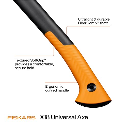 Image of Fiskars X18 Universal Axe 17.5 inch, Forged Steel Blade for Chopping Kindling & General Yard Maintenance, Ergonomic Curved FiberComp Handle & Low-Friction Coating for Clean Cuts in Fresh Wood
