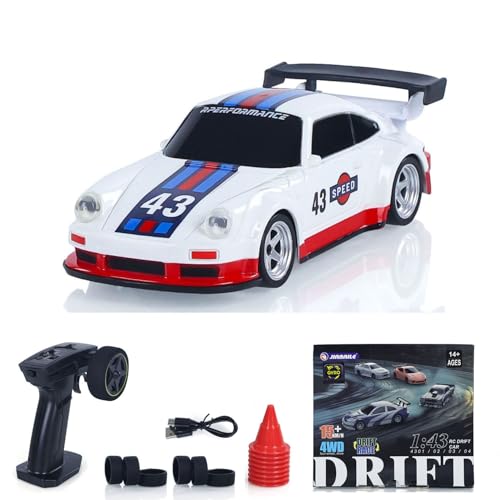 Image of 1 /43 High Speed 2.4 GHz Mini RC Drift Car with 4 Wheel Drive Motor ESC Servo Motor Lighting Battery Charging Cable Gyroscope Hobby Grade Model for Birthday Gift