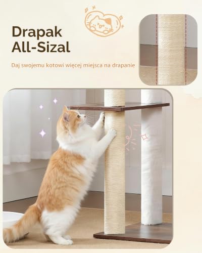 Heybly Drapak HCT121SR | Nowoczesne meble dla kotów o bardzo stabilnej strukturze, sizalowe drapaki, domek dla kota i ha