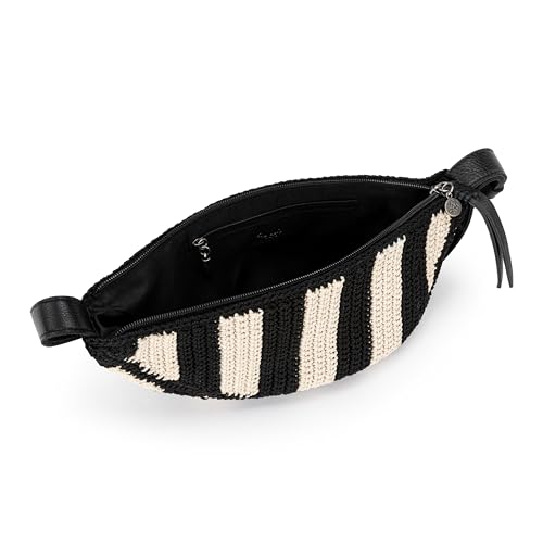 Image of The Sak Tess Sling Bag in Crochet, Adjustable Crossbody Strap, Black Stripe