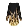 Long Sleeve Shirts for Women Crewneck Pullover Tops Casual Trendy Fire Print Tees Loose Blouse Flame Graphic Tshirts #3