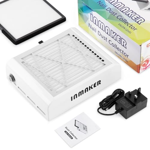 Aspirateur Ongles Professionnelle Avec 2 Filtre Remplaçable, 60W Aspirateur Ongle Manucure pour Nail Art ou Salon, Blanc