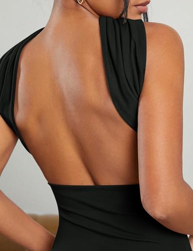 Ruched Strapless Halter Tube Top for Women Sexy Open Back Slim Fit Bandeau Shirt Sleeveless Off Shoulder Tank Clubwear2