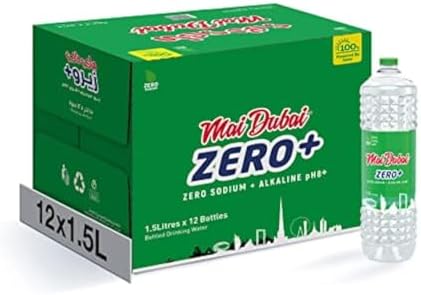 Mai Dubai Zero 1.5L x 12 Bottles – Drinking Water | Zero Sodium | Alkaline pH8+ | Pure Hydration for Optimal Wellness | 100% Solar-Powered | Dubai’s Most Preferred Local Brand