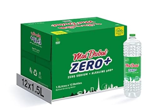 Mai Dubai Zero 1.5L x 12 Bottles – Drinking Water | Zero Sodium | Alkaline pH8+ | Pure Hydration for Optimal Wellness | 100% Solar-Powered | Dubai’s Most Preferred Local Brand