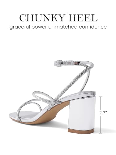 Image of LACUONE Strappy Heels for women Block Heels Square Toe Chunky Ankle Buckle Pump Heeled Sandals