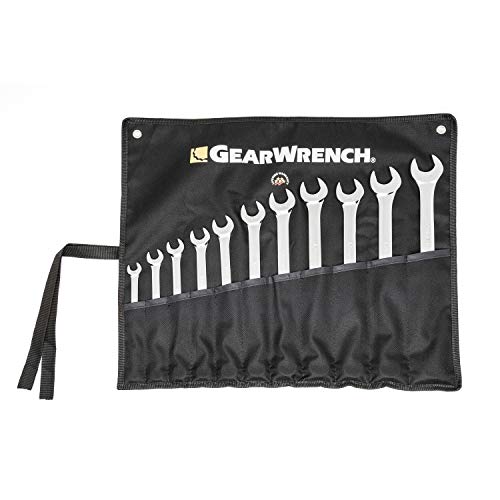 Image of GEARWRENCH Long Pattern Combination SAE Wrench Set with Tool Roll, 11 Pc., 12 Point - 81934