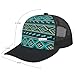 Trendy Fashion Trucker Hats Teal Green Native American Tribal Ethnic Western Horse, Unisex Outdoor Baseball Cap, Adjustable Size Dad Hat, Structured Baseball Hat with Breathable Mesh Back