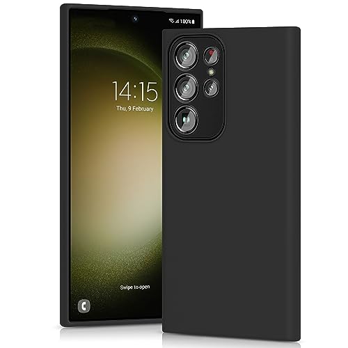 YATWIN Silicone Case for Samsung Galaxy S23 Ultra Soft-Touch Shockproof Slim Durable Phone Cover - Black