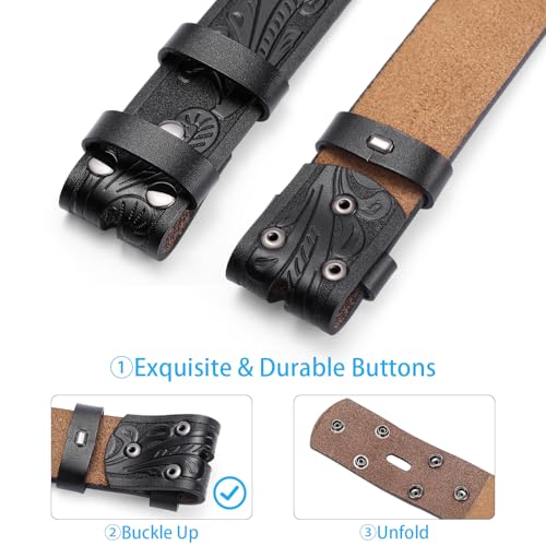 SENDEFN Western Leather Belt, 1.5" Wide, Red, Unisex-Adults, Men's, Western Belt, Belt3