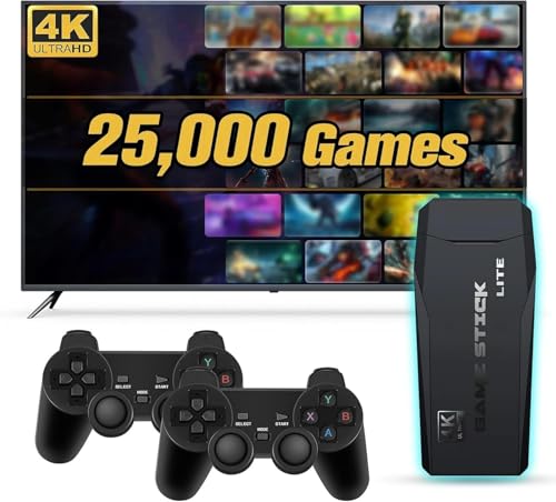 Retro Tv Video Games Console: 4K Retro Video Games Console USB Plug in TV with 64G Card - Plug & Play Retro Game Console with Dual Wireless Controllers, 20000+ Classic Games