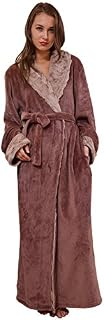SUNBABY Thicker Long Flannel Sleepwear for Women and Man Imitation Fur Collar Bathrobes