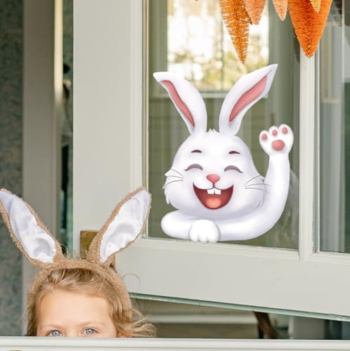 Fensterbilder Ostern Doppelseitig Hasen Schmetterling Fensteraufkleber Fensterdekoration Wiederverwendbar Fenstersticker Fenster Aufkleber Deko Frühling für Glas Kinderzimmer (Bunt Hasen)
