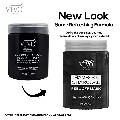 Vivo Per Lei Bamboo Charcoal Peel Off Face Mask - Blackhead Remover Mask - Detox Mask For All Skin Types - Bamboo Charcoal Face Mask For Cleansing - 5.3 Oz #TOP1