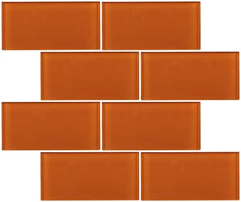 Tile Generation TCSAG-11 3x6 Orange Glass Subway Tile -Kitchen and Bath Backsplash Wall Tile (8pcs)