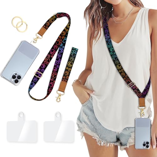 Image of Piefly Cell Phone Lanyard Crossbody Wrist Strap Adjustable for Women Dog | Travel Daily Walking, Around the Neck, Hands-free, Universal, Fit Key ID badge, Accessories, Compatible with Most Smartphones