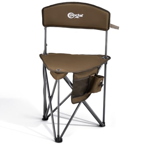 Portal Extra Large Quick Folding Tripod Stool with Backrest Fishing Camping Chair with Carry Strap