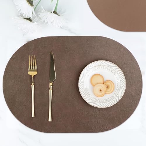 Sets de table en cuir ovale lot de 4 double face impermeables - 6