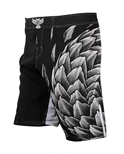 Raven Fightwear Power Pangolin White Kurze Hose Herren Kampfsport BJJ Boxen Grappling MMA No Gi Cover