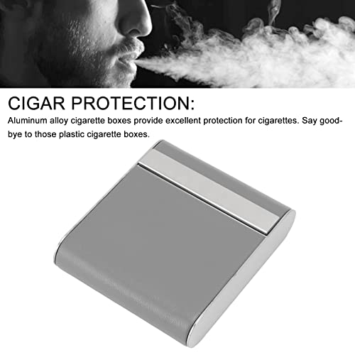 Cigar Case, 20 Pcs Dampproof Plush Inside Lightweight Cigar Box Aluminum Alloy Magnetic Suction For Outdoor(Grey) #TOP3