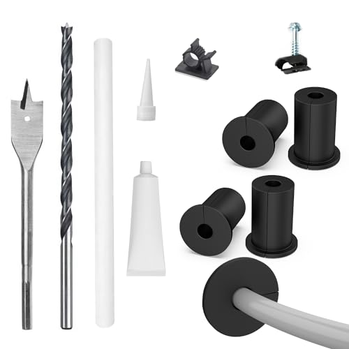 Starlink Cable Routing kit for 3/4inch Wall Hole,4PCS starlink Wall Grommets Accessories for Cables Pass Through mounting kit Including 3/4” Spade Drill bit,Wall Wires cilps and Cable Routing Tool