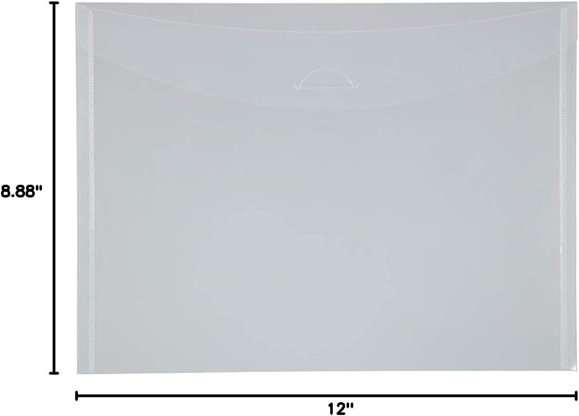 JAM PAPER Plastic Envelopes with Tuck Flap Closure - Letter Booklet - 8 7/8 x 12 - Clear - 12/Pack