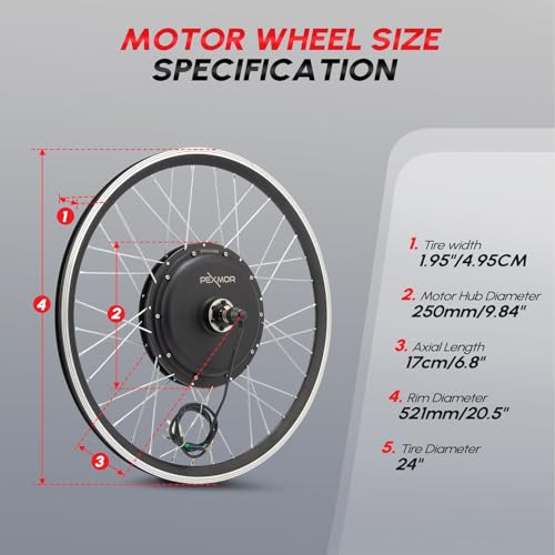PEXMOR Electric Bike Conversion Kit, 20"/24" Front Wheel Ebike Conversion Kit, 36V 750W Electric Bike Hub Motor Kit w/3 Mode Controller/PAS/LCD Display/Twist Throttle Electric Bicycle Ebike Kit