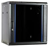 Bon Servicelivré non monté DSIT Baie Murale 12U Non assemblée avec Porte en Verre 600x450x635mm - Noir