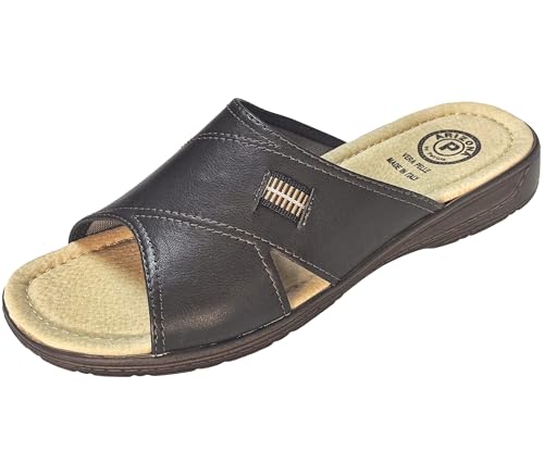 Generico Patrizia Azzi Linea Arizona Ciabatte Uomo Soletta in Vera Pelle 7333 (Testa di Moro, Sistema Taglie Calzature EU, Adulto, Numero, Media, 47)