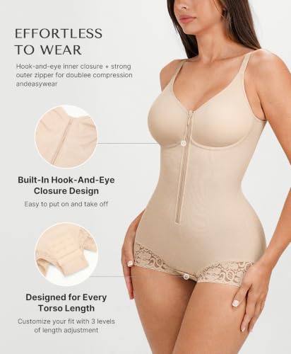 Image of SHAPELLX Faja Body Shaper for Women, Zipper Shapewear Bodysuit
