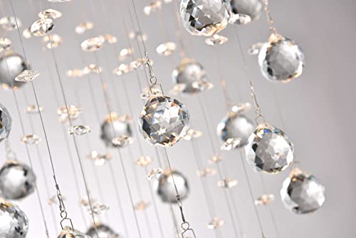 Modern Chandelier, K9 Crystal Chandelier, Raindrop Chandelier, 4-Lights Gu10 Base, Flush Mount Ceiling Light Fixture, Dining Room, Bedroom, Living Room, H22 X D13, Chrome Finish #TOP6