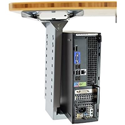 CPU2 Adjustable Under Desk Mount, 3600 Swivel Steel CPU Holder PC Holder, Slide in & Out Standing Computer Mount PC Tower Stand Under Desk