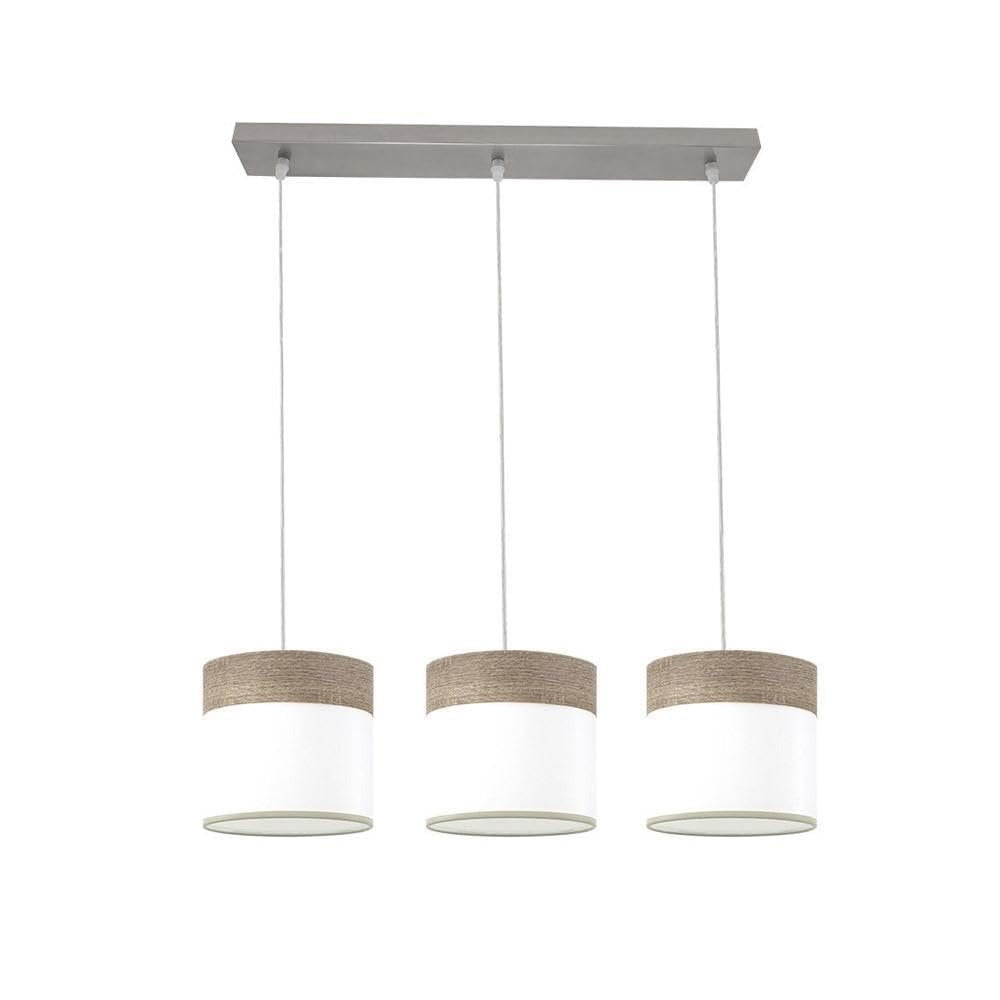Réglette E27 nickel et blanc PRENDELUZ avec bois gris 60x16 cm