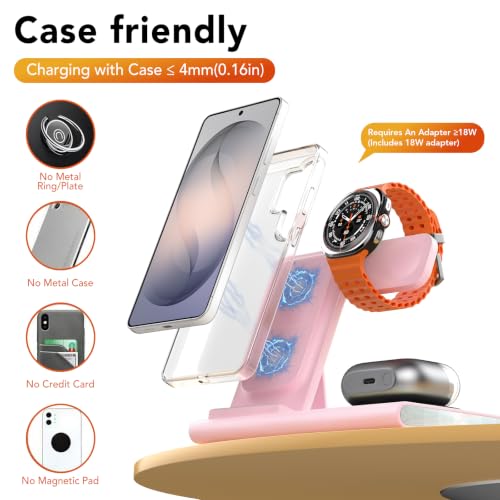 Image of Wireless Charger for Samsung Charging Station, Foldable & Nightlight | 3 in 1 Charging Station for Samsung S26-S10 /Note /Z Fold Flip8,Travel Charger for Galaxy Watch 8-1 /Buds,Not for Watch 9 /Ultra2