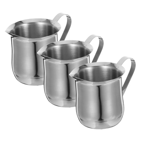 Balacoo 3pcs Stainless Steel Milk Frothing Pitcher Set Modern Design Milk Jugs for Coffee Latte Cappuccino Espresso Durable Frothing Jug for Home Use