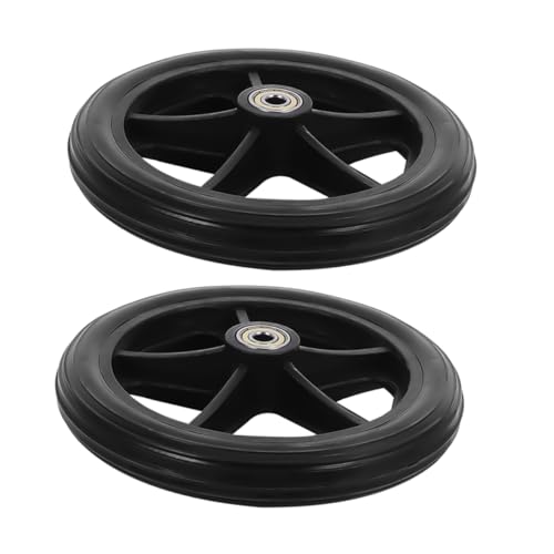 IWOWHERO Wheelchair Front Wheels Replacement 2pcs Solid Plastic Tires No Tire Pressure for Indoor/Outdoor Use Easy Replacement