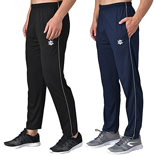 Image of eKools� Plain Trackpants for Men | Plain Trackpants | Basic Trackpants | Two Side Pockets with One Zip Pocket for Phone | 100% Cotton | Men's Trackpants (Pack of 2)
