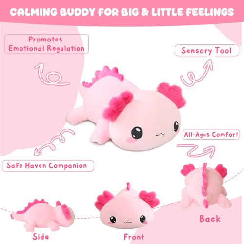 Xfrog Weighted Axolotl Plush, Großes Stofftier Gegen Ängste, Rosa Axolotl-Stoffspielzeug, Süße Umarmungs-Wurfkissenpuppe Für Jungen, Mädchen, Freundinnen, 35CM