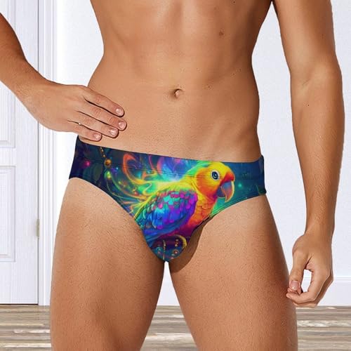 Parrot Colorful Bird Mens Swim Briefs Sexy Bikini Swimwear Bathing Suits Trunks4