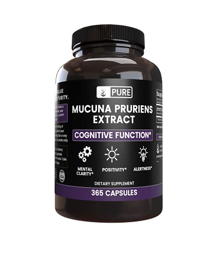 Natural Mucuna Pruriens (365 Capsules) Gluten-Free & Non-GMO, Made in The USA