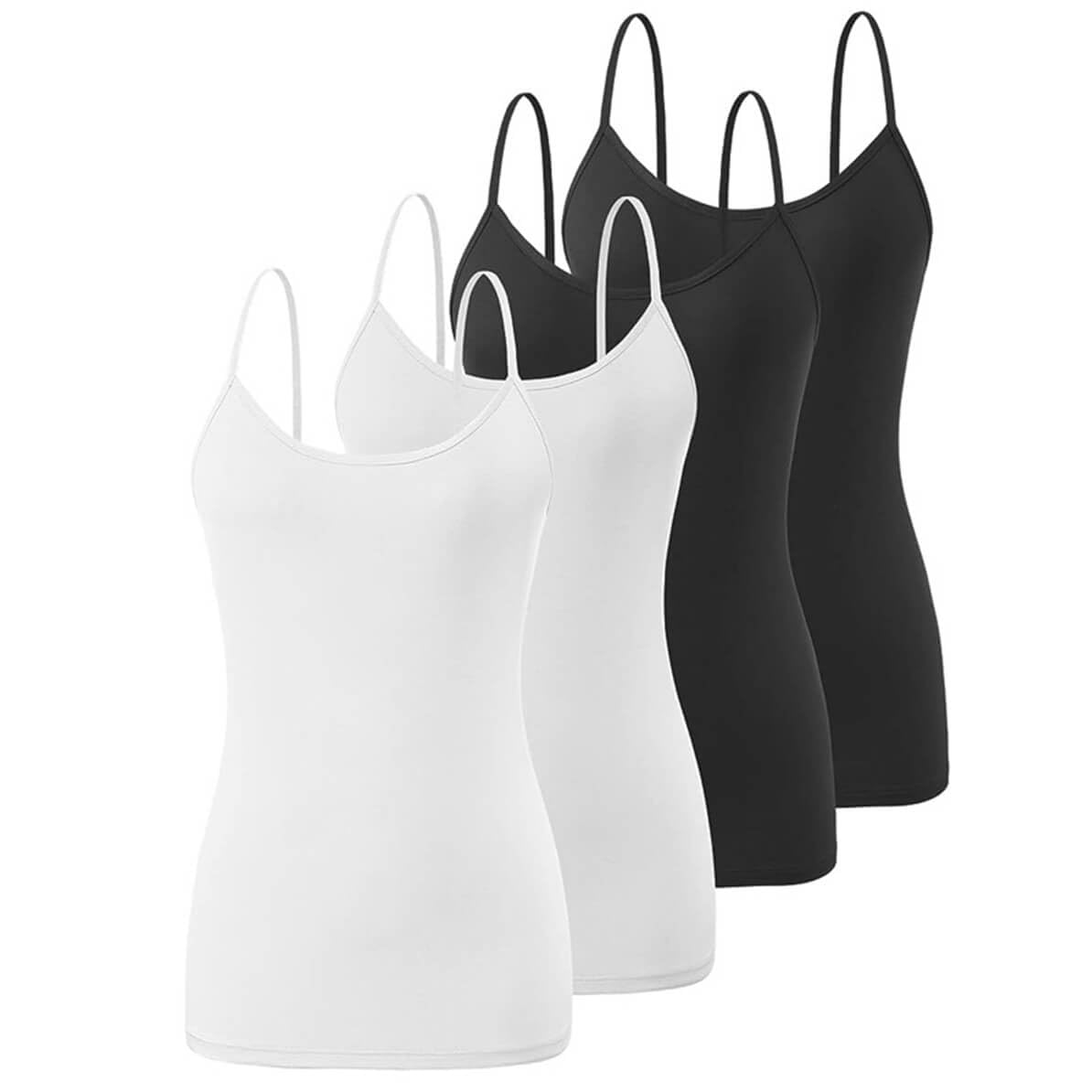 Xianyiss Women's White Black 4-Piece Vest Top For : Basic Camisole With Adjustable Spaghetti Straps, Suitable For And Girls