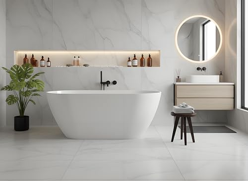 Freestanding Bathtub 67 inch Acrylic Soaking Tub Overflow &