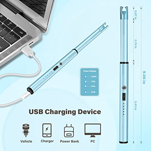 Image of Candle Lighter Long Neck Windproof Electric Arc Lighter for Gas Stove Fireplace BBQ Kitchen Grills (Sky Blue)