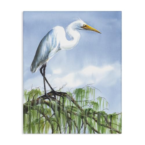 Stupell Industries 'Egret Bird Balancing Branch'| Canvas Art