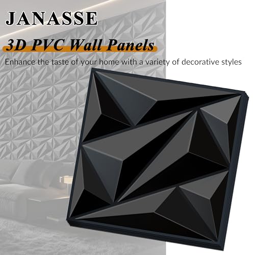 janasse 3D Wall Panels Black PVC Wall Panels for Interior Decor 12"x12" by janasse - Used condition - Image 2