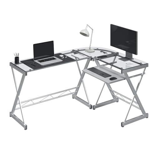 Techni Mobili L-Shaped Glass Desk