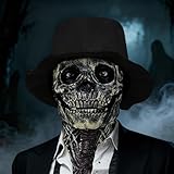 Funnity Halloween Totenkopf Maske, Gehirnblumen Totenkopfmaske mit Hut...
