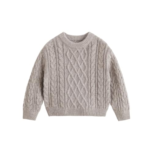 marc & janie Boys 3D Twisted Wool Knit Ribbed Sweater Crew Neck Drop Shoulder Sweaters Tops 241767